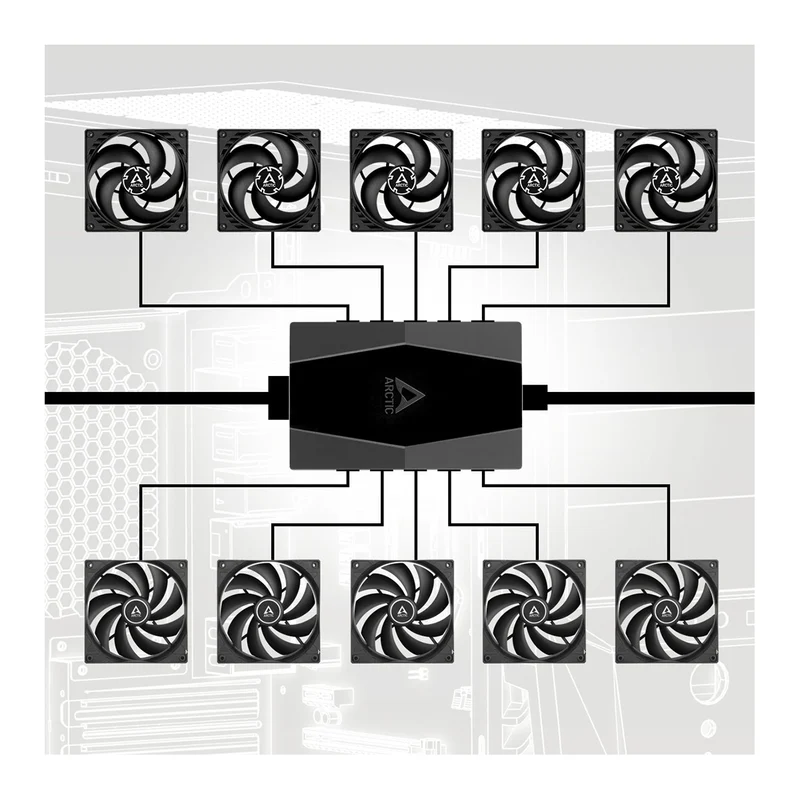 Arctic Case Fan Hub - 10-Port PWM Fan Hub with SATA Power (ACFAN00175A)