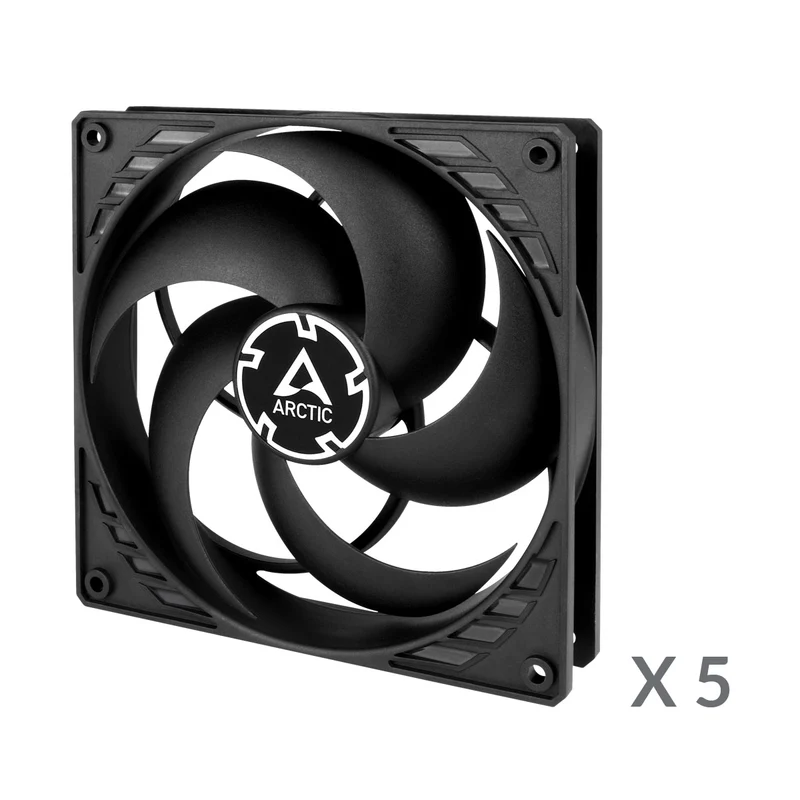 Arctic P14 PWM PST 140mm PWM 5-Pack Fan with Cable Splitter (Black) (ACFAN00138A)