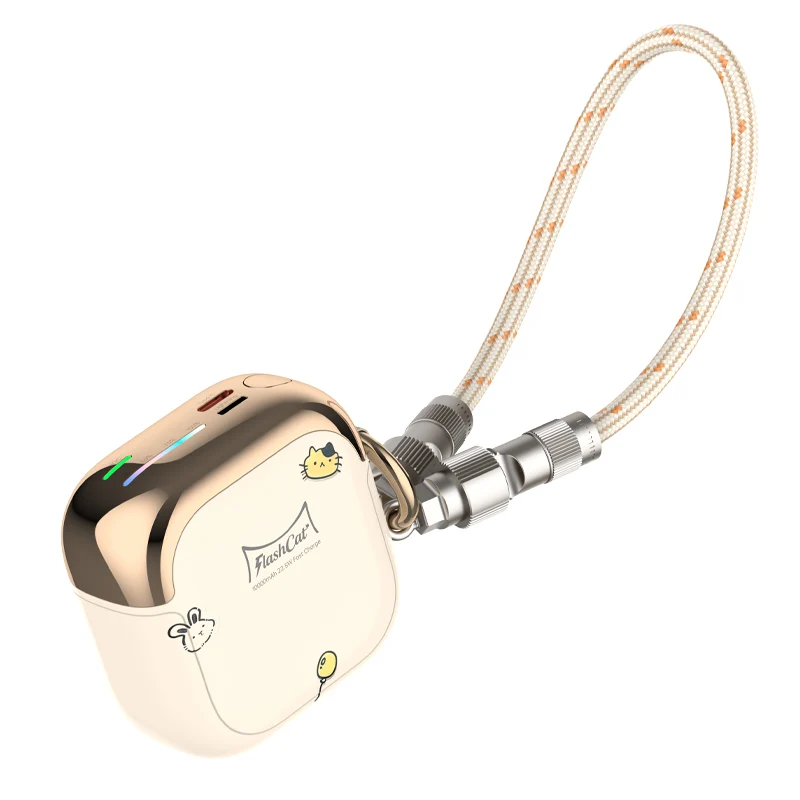 Vyvylabs FlashCat Power Bank 10000mAh 22.5W with Type-C Strap Cable (Beige) (MH158-BG)