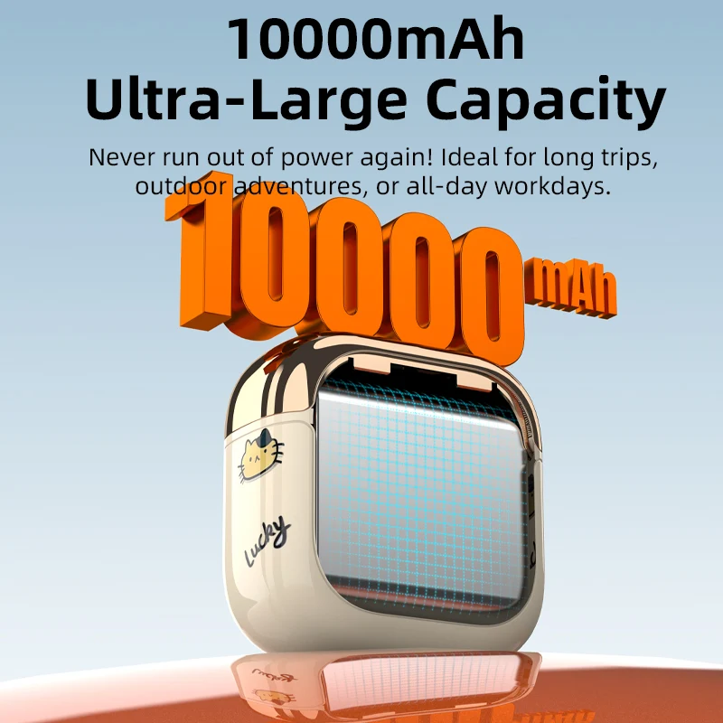 Vyvylabs FlashCat Power Bank 10000mAh 22.5W with Type-C Strap Cable (Beige) (MH158-BG)