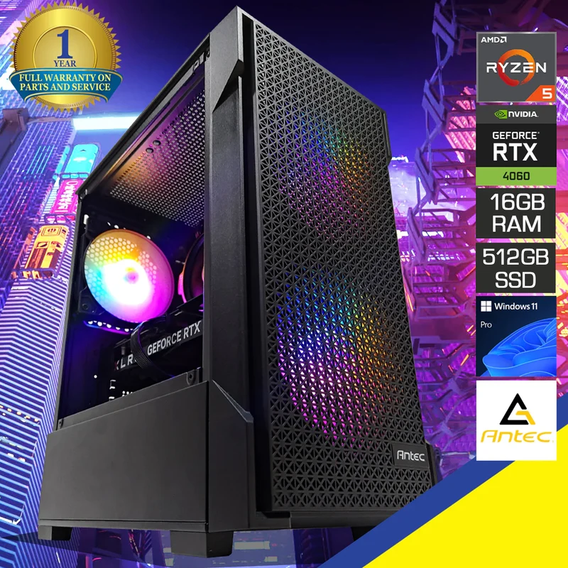 Alpha VX100M Black Desktop Gaming PC | Ryzen 5 5500GT | 16GB RAM | 512GB SSD| RTX 4060 | Windows 11 Pro