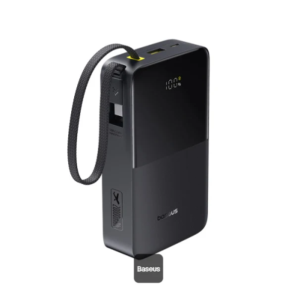 Baseus EnerFill FC51 Bipow 2 Pro Digital Display Power Bank with Built-in Cable 20000mAh 22.5W (Cosmic Black, Moon White) (A0027701, E0027700)