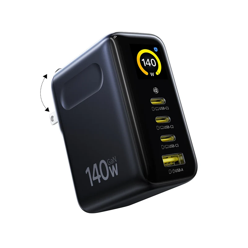Baseus PicoGo AH11 Digital Display Fast Charger 3C+U 140W includes Dura Fast Charging Cable USB-C to USB-C 240W 1.5m (Cosmic Black) (E0122400)