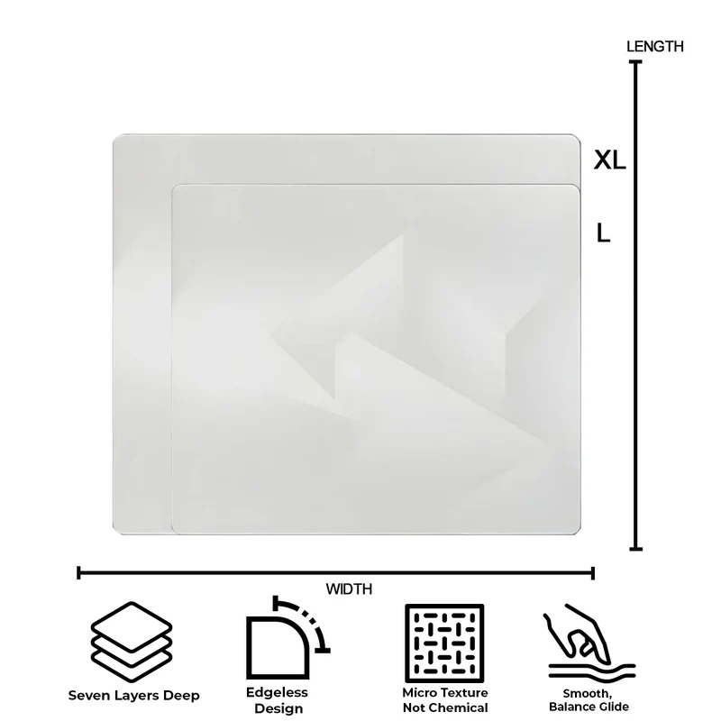 GLSSWRKS Polarity Series Glass Mousepad (Large, XLarge) (White)