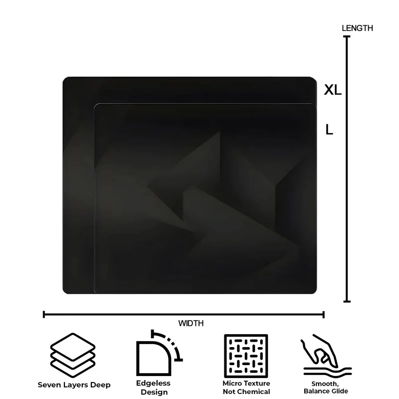 GLSSWRKS Polarity Series Glass Mousepad (Large, XLarge) (Black)