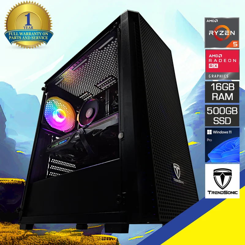 Alpha Breeze Black Desktop Gaming PC | AMD Ryzen 5 5600 | 16GB RAM | 500GB SSD | RX 7600 | Windows 11 Pro