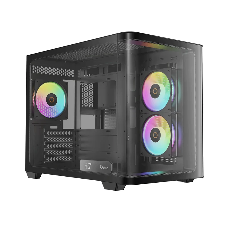 Ocypus Iota C50 Curve ARGB Digital Mini Tower PC Case (Black, White)