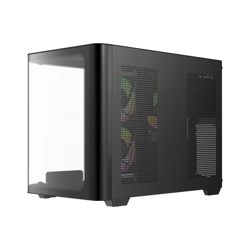 Ocypus Iota C50 Curve ARGB Digital Mini Tower PC Case (Black, White)