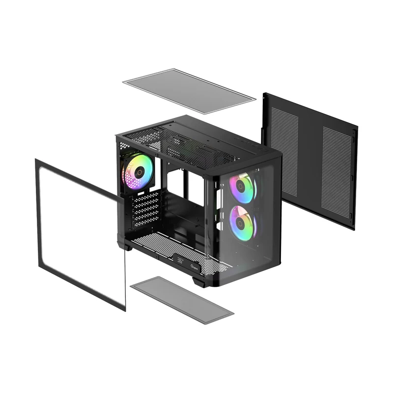 Ocypus Iota C50 Curve ARGB Digital Mini Tower PC Case (Black, White)