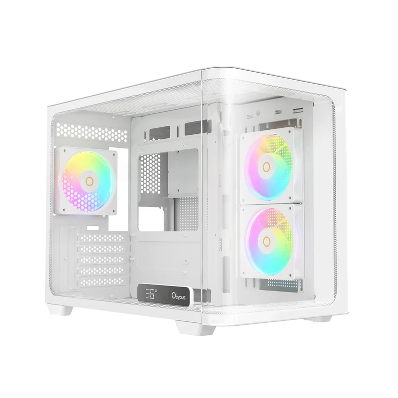 Ocypus Iota C50 Curve ARGB Digital Mini Tower PC Case (Black, White)