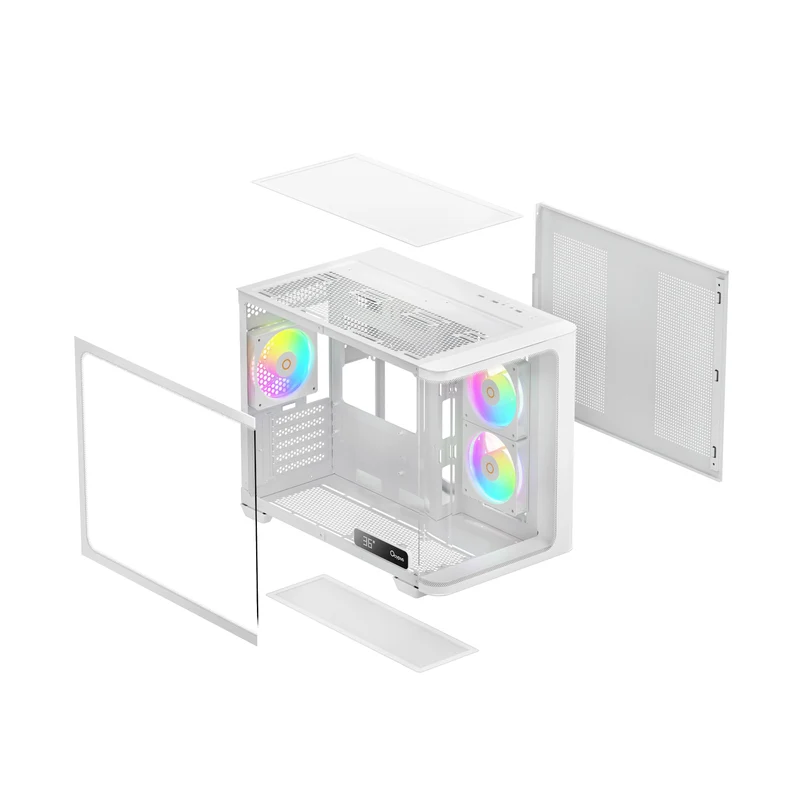 Ocypus Iota C50 Curve ARGB Digital Mini Tower PC Case (Black, White)