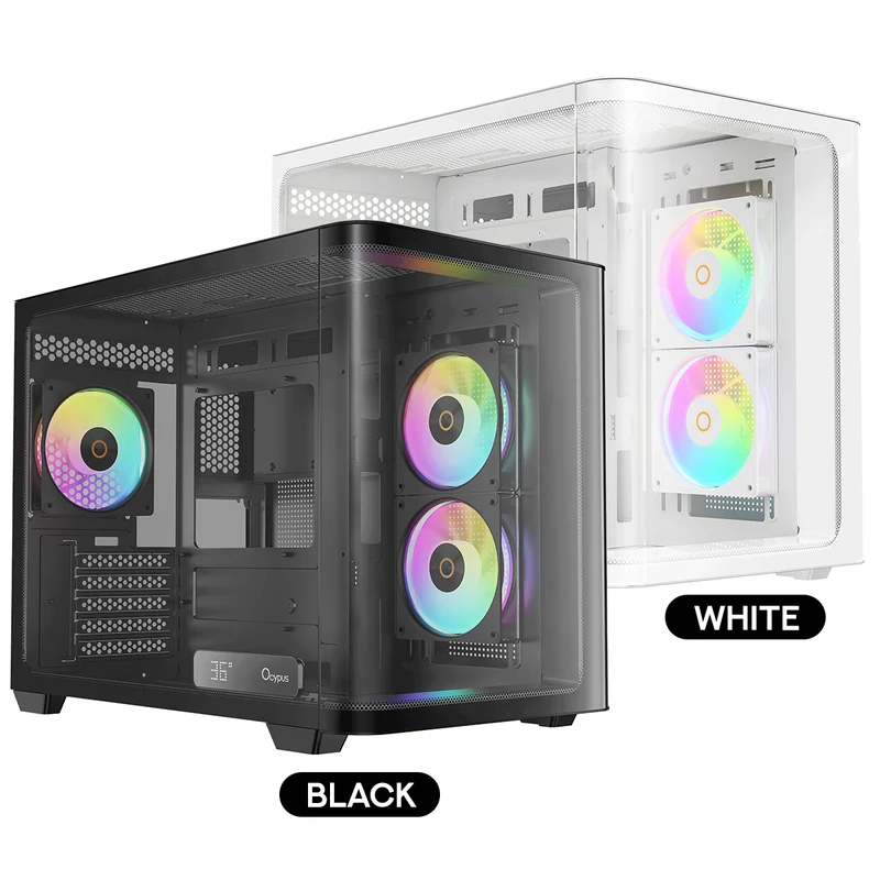 Ocypus Iota C50 Curve ARGB Digital Mini Tower PC Case (Black, White)