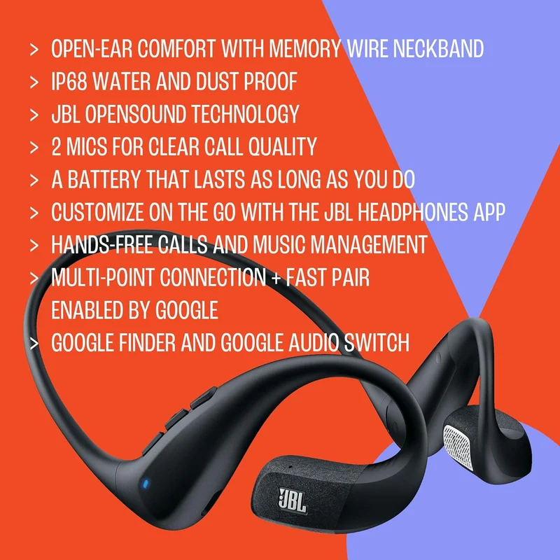 JBL Endurance Pace Open-Ear Wireless Neckband Earphone (Black/Green, White, Black)