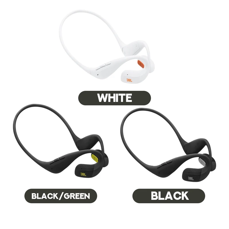 JBL Endurance Pace Open-Ear Wireless Neckband Earphone (Black/Green, White, Black)