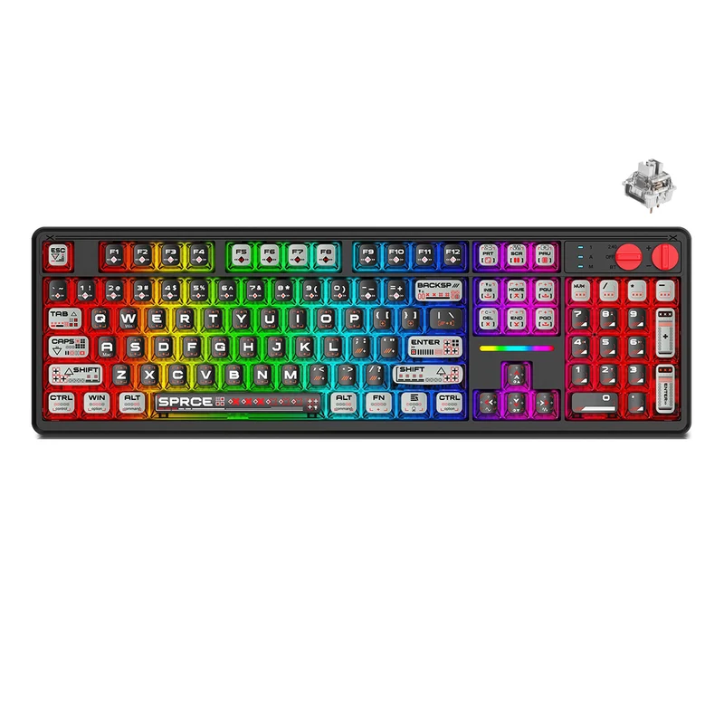E-Yooso Z-104 RGB Tri-Mode Mechanical Keyboard Transparent Black-Grey (Silverwood Switch)