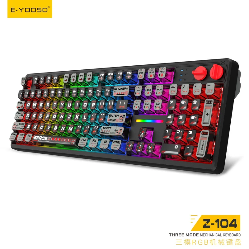 E-Yooso Z-104 RGB Tri-Mode Mechanical Keyboard Transparent Black-Grey (Silverwood Switch)