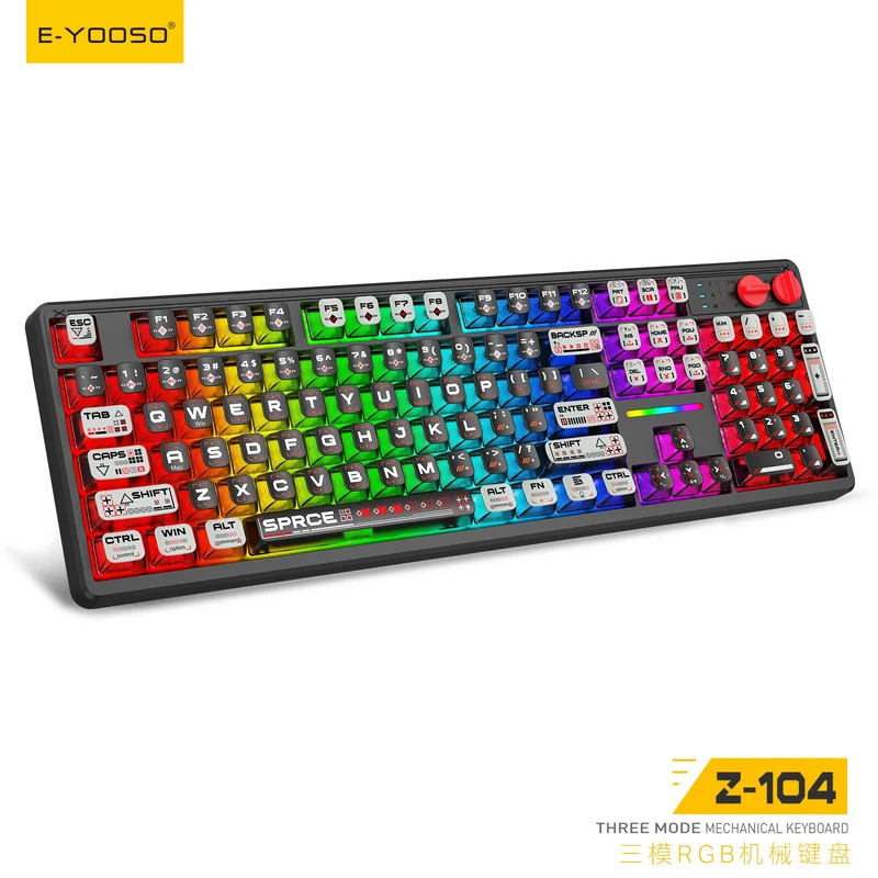 E-Yooso Z-104 RGB Tri-Mode Mechanical Keyboard Transparent Black-Grey (Silverwood Switch)