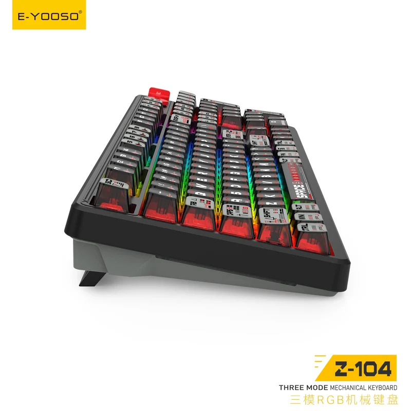 E-Yooso Z-104 RGB Tri-Mode Mechanical Keyboard Transparent Black-Grey (Silverwood Switch)