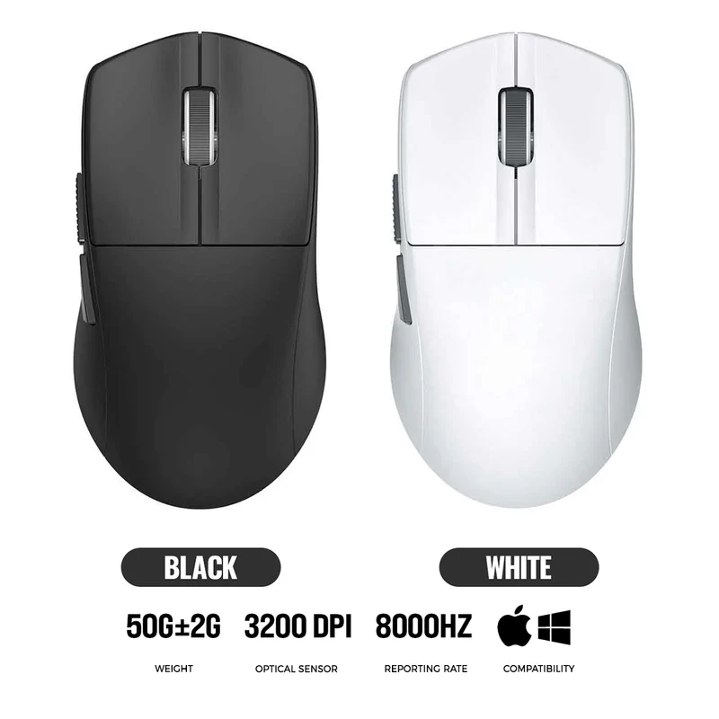 E-Yooso X-44 Pro+ Lightweight Tri-Mode Gaming Mouse (Black, White)