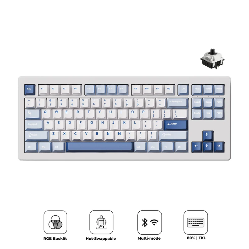 Akko 5087 V3 Glacier Multi-Mode RGB Hot-Swappable Mechanical Keyboard (Akko V3 Piano Pro Switch) (017-019-024-037-020)