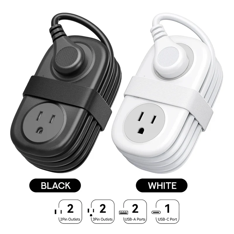 Orico AP3 7-Port 20W Travel Power Strip (Black, White)