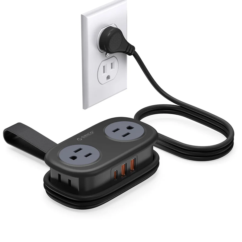 Orico AP3 7-Port 20W Travel Power Strip (Black, White)