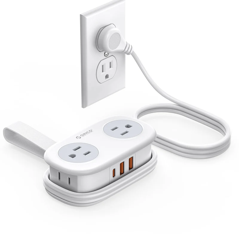 Orico AP3 7-Port 20W Travel Power Strip (Black, White)