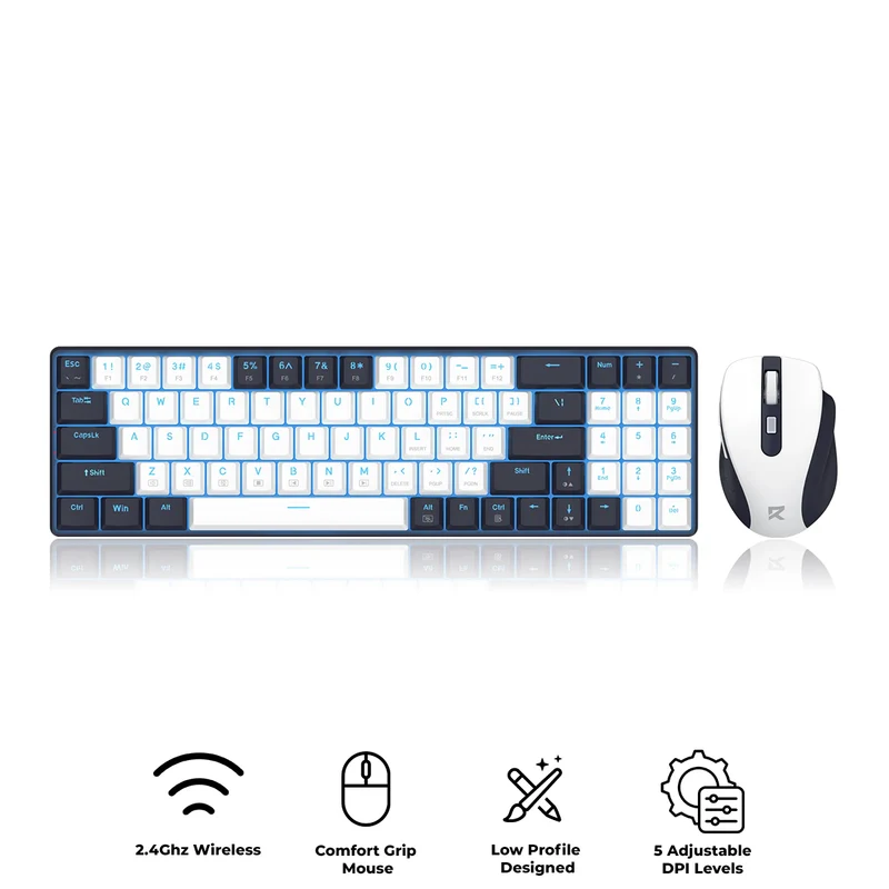 Redragon BS-8773-VB 2.4G Wireless Mechanical Keyboard & Mouse Bundle (White/Black)