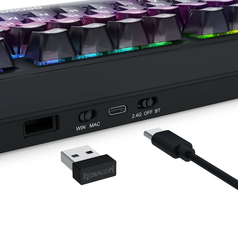 Redragon Bartlett Magnetic Tri-Mode Wireless Aluminum HE Magnetic Switch Keyboard (Amethyst Transparent Purple) (K767-WL-M)