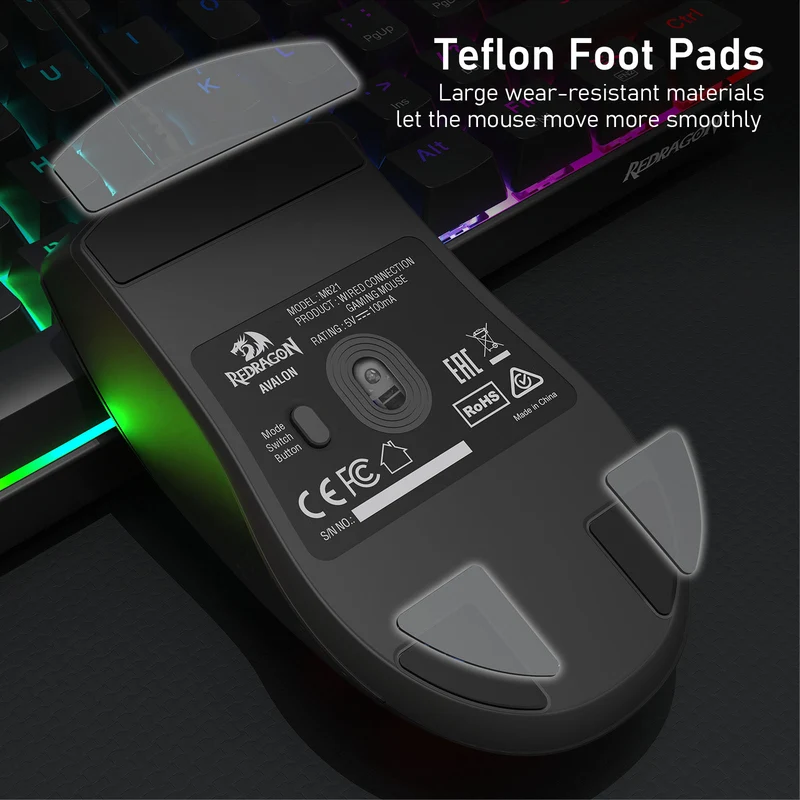 Redragon Avalon M621 10000DPI Wired Gaming Mouse (Black)