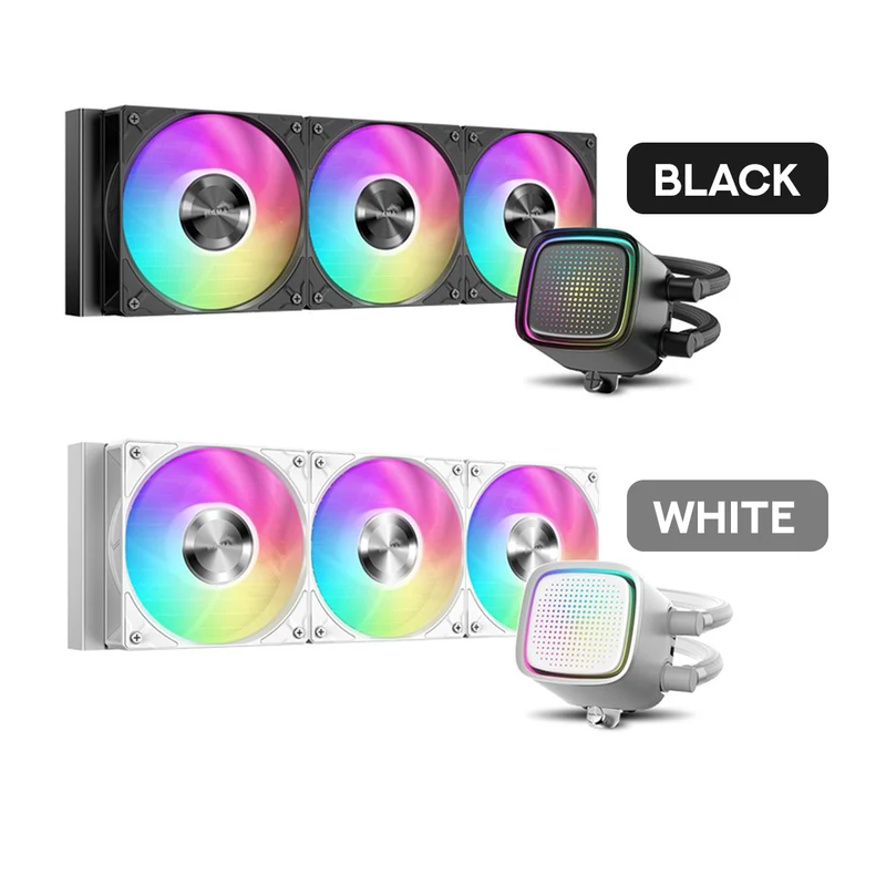 Sama L50 360mm AIO ARGB Liquid CPU Cooler with Dot-Matrix Infinity Mirror Effect (Black, White)