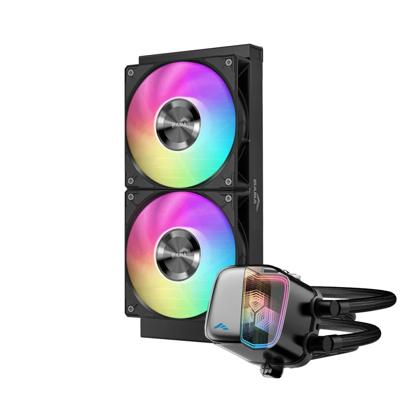 Sama L70 240mm AIO ARGB Liquid CPU Cooler with Infinity Mirror Effect (Black, White)