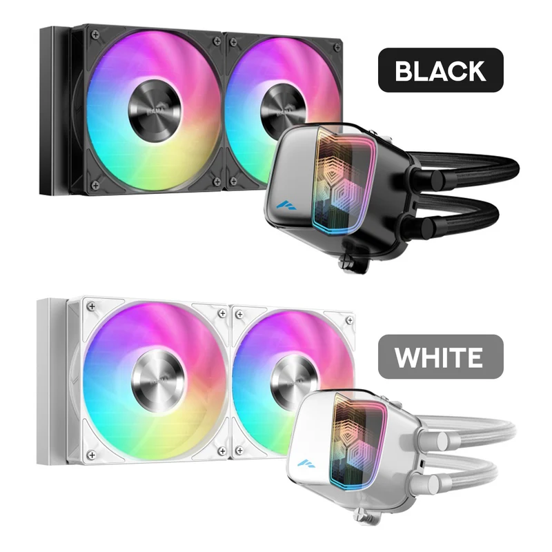 Sama L70 240mm AIO ARGB Liquid CPU Cooler with Infinity Mirror Effect (Black, White)