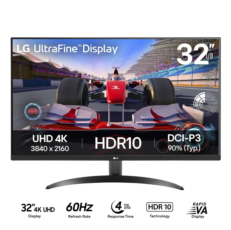 LG UltraFine 32UR500K-B 32" 4K UHD (3840x2160) 60Hz 4ms GTG VA HDR10 Monitor with Built-In Speakers & Tilt Adjustment