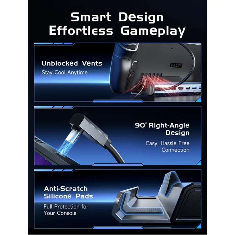 JSAUX USB-C 7-in-1 Docking Station for Steam Deck/ Steam Deck OLED/ ROG Ally/ ROG Ally X/ Legion Go/ Legion Go 2/ Legion Go S (Grey) (HB0702S)