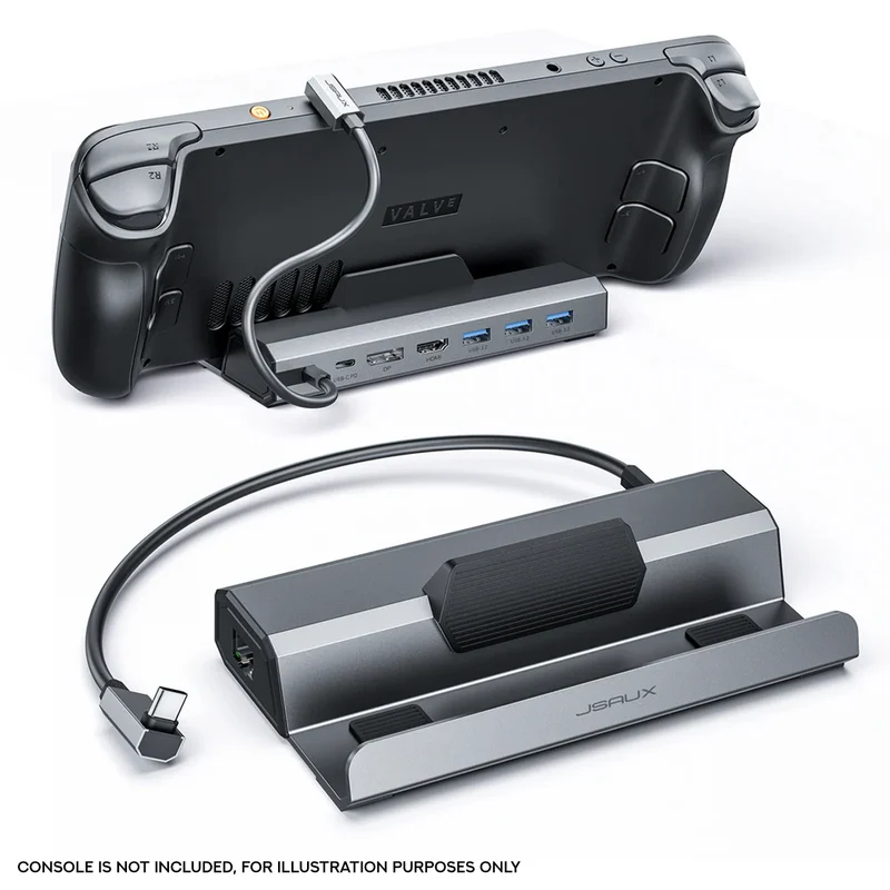 JSAUX USB-C 7-in-1 Docking Station for Steam Deck/ Steam Deck OLED/ ROG Ally/ ROG Ally X/ Legion Go/ Legion Go 2/ Legion Go S (Grey) (HB0702S)