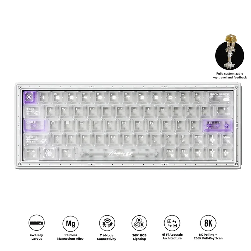 WLMouse HUAN63 HE Magnesium Alloys Keyboard (White) (KBD-HUAN63-WHITE-G)