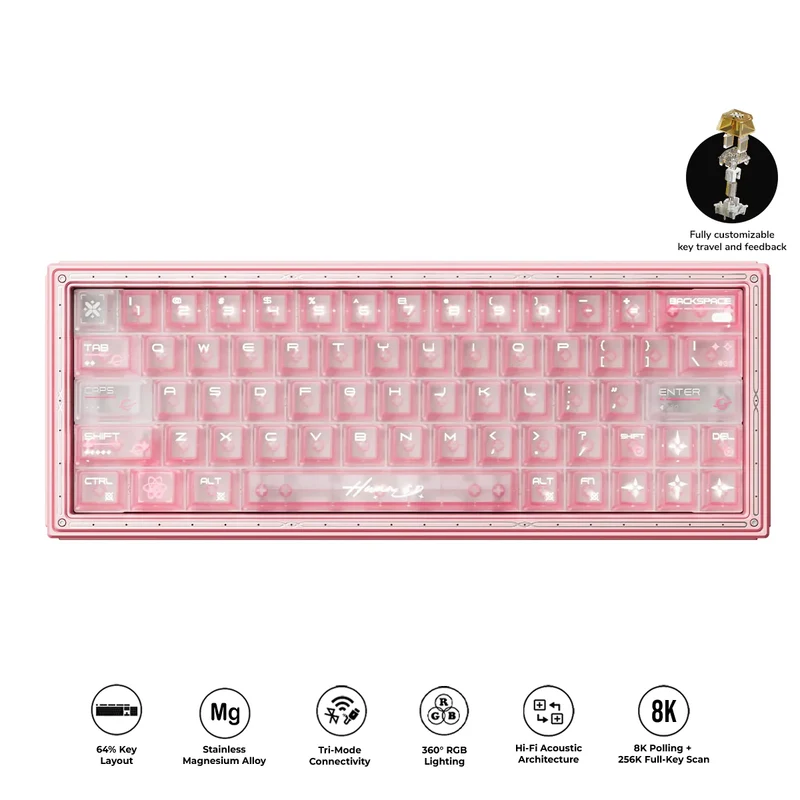 WLMouse HUAN63 HE Magnesium Alloys Keyboard (Pink) (KBD-HUAN63-PINK-G)