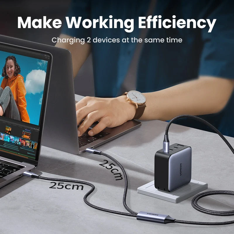 Ugreen 100W 2-in-1 USB-C to 2xUSB-C PD Fast Charging Cable - 1.5m (US561/35087)