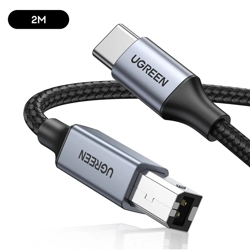 Ugreen USB-C to USB-B 2.0 Printer Cable - 2m (Black) (US370/80807)