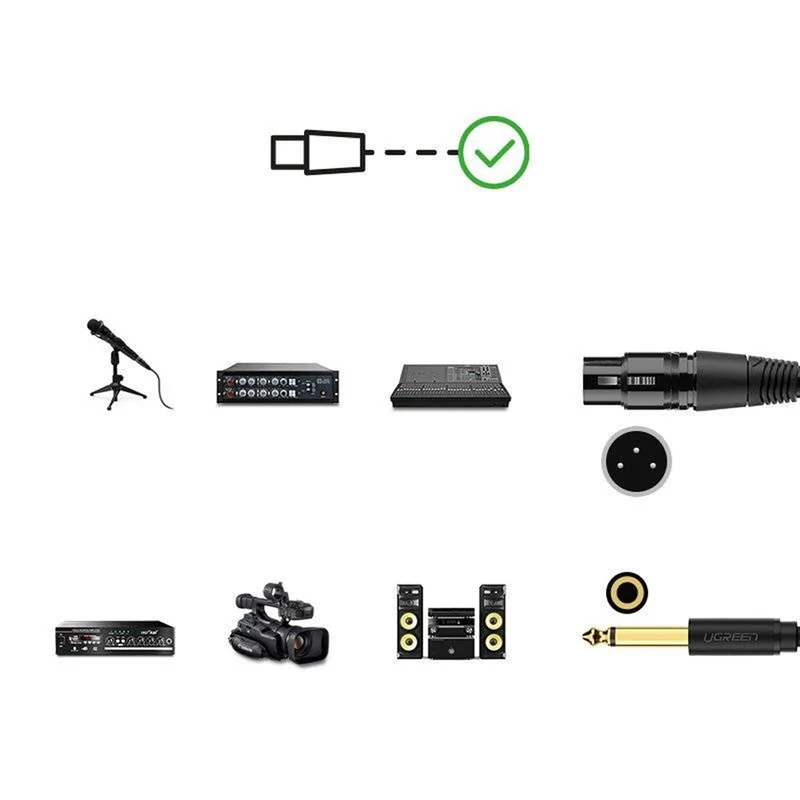 Ugreen 6.5mm Male to XLR Female Cable - 5m (Black) (AV131/20721)