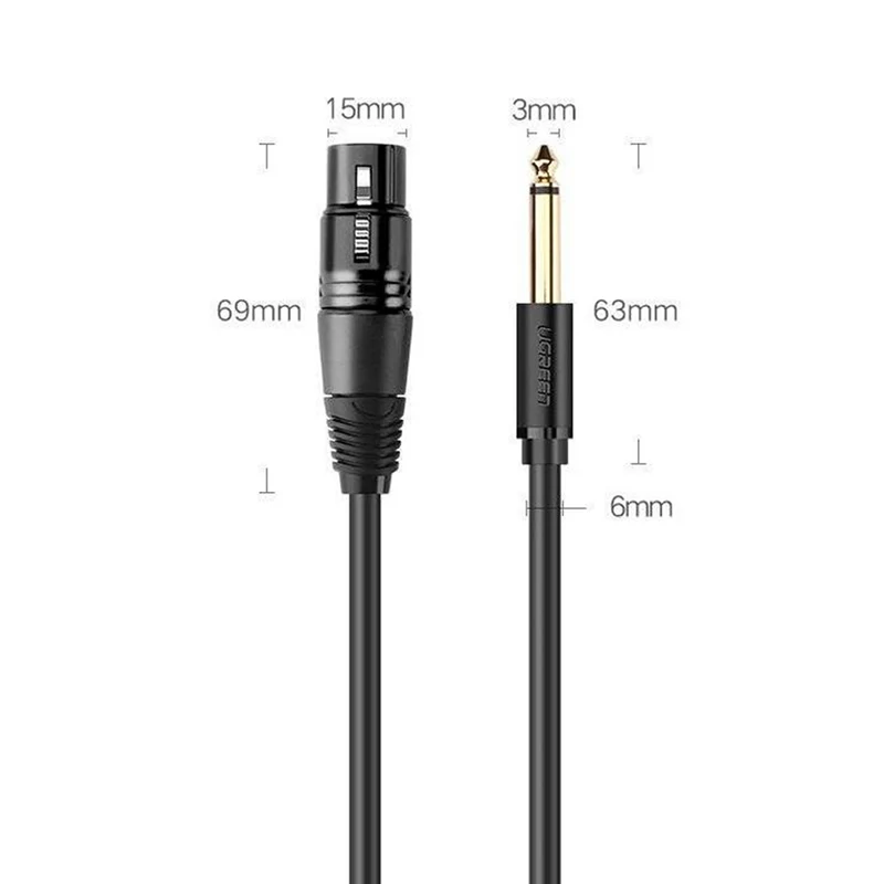 Ugreen 6.5mm Male to XLR Female Cable - 5m (Black) (AV131/20721)