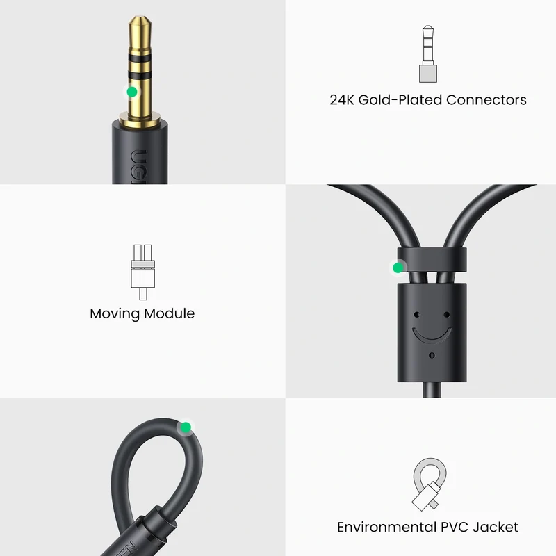 Ugreen 3.5mm Male to 2 RCA Female Cable - 0.25m (Gray) (AV109/10547)