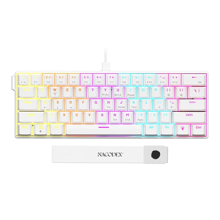 Nacodex x Ajazz NK61 Mixed Light 61 Keys Wired Hot-Swappable Mechanical Keyboard (Pearly White) (Red Switch)