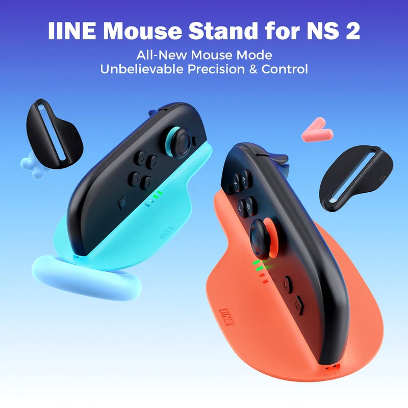 IINE Mouse Stand for Nintendo Switch 2 (Black, Blue/Orange)