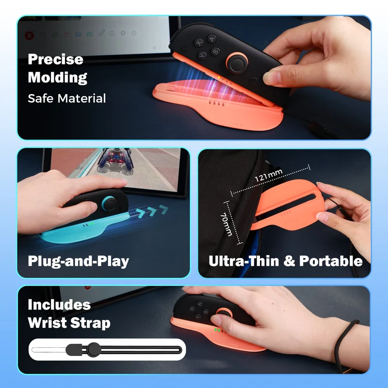 IINE Mouse Stand for Nintendo Switch 2 (Black, Blue/Orange)