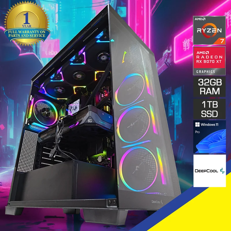 Optima CG850 Black Desktop Gaming PC | AMD Ryzen 7 9700X | 32GB RAM | 1TB SSD| RX 9070 XT| Windows 11 Pro