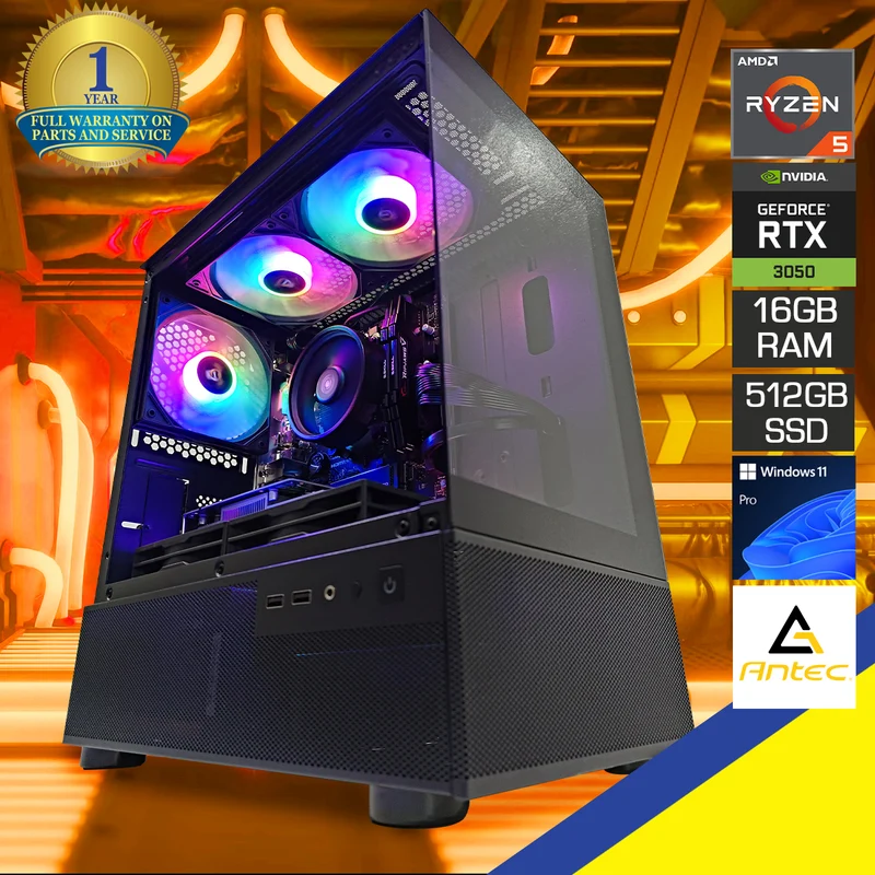 Alpha CX200M Black Desktop Gaming PC | AMD Ryzen 5 5600GT | 16 GB RAM | 512GB SSD | RTX 3050 | Windows 11 Pro