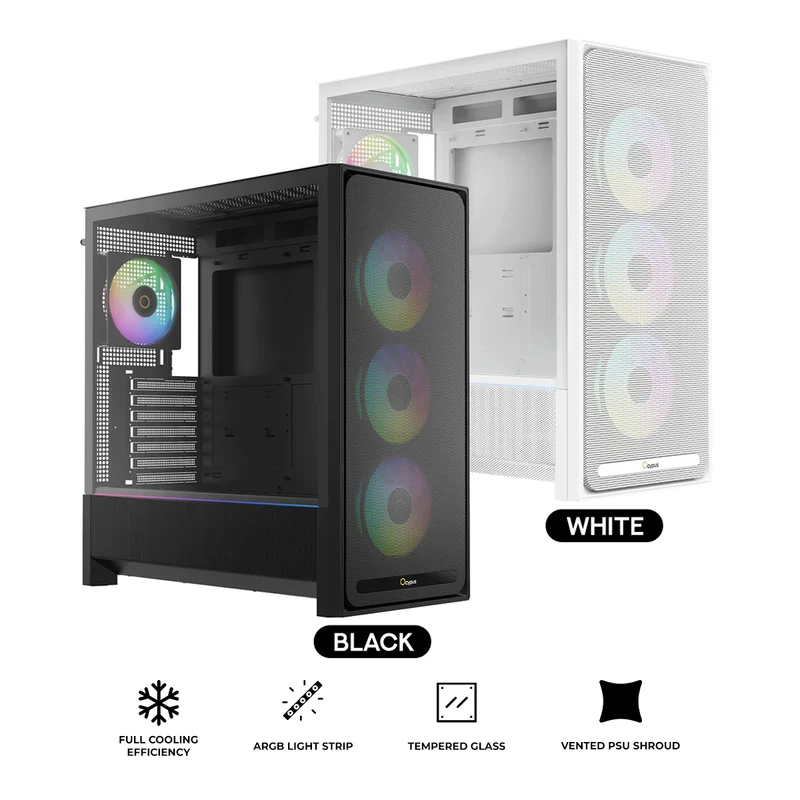 Ocypus Delta C70 ARGB Mid-Tower PC Case (Black, White)