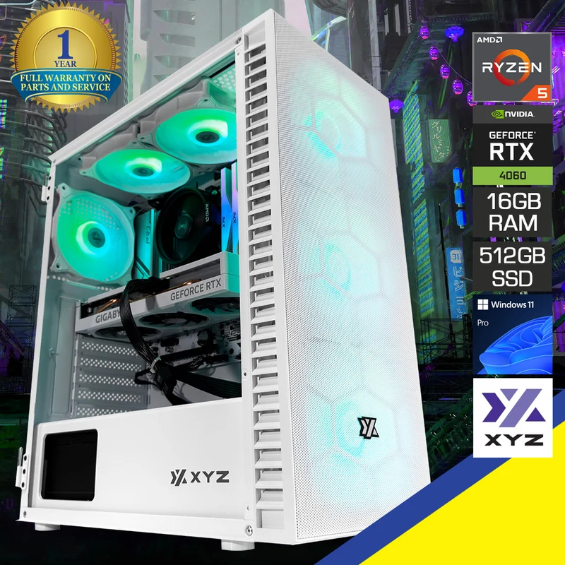 Alpha Airone 100 Mesh White Desktop Gaming PC | AMD Ryzen 5 5600 | 16GB RAM | 512GB SSD | RTX 4060 | Windows 11 Pro